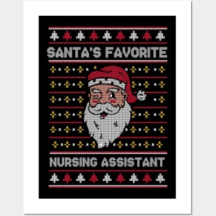 Santa's Favorite Nursing Assistant // Funny Ugly Christmas Sweater // Nurse Assistant Holiday Xmas Posters and Art